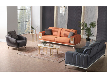 Sofaset 3+3+1 Zits Textiel Hout Bank 3 Zits Modern Fauteuil Complete Set