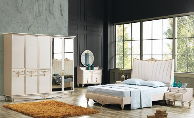 Luxe slaapkamerset Bed + 2x nachtkastjes + kast + commode Compleet modern