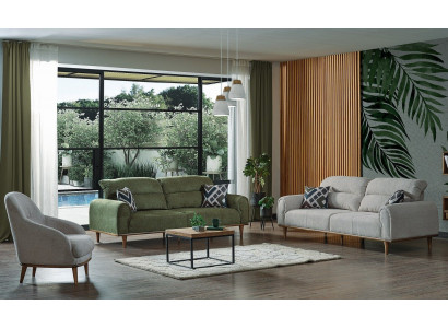 Sofaset 3+1+1 zits woonkamerset Compleet textiel Bankstoel Hout Nieuw