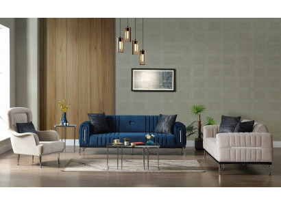 Moderne bankstel, 3+3+1 zits fauteuil, textielbank, 3-delige set, nieuw ontwerp.