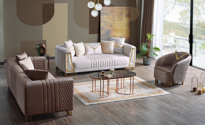 Premium meubel woonkamerset 3+3+1 zitplaatsen bankstel 2x banken fauteuil
