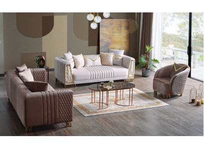 Premium meubel woonkamerset 3+3+1 zitplaatsen bankstel 2x banken fauteuil