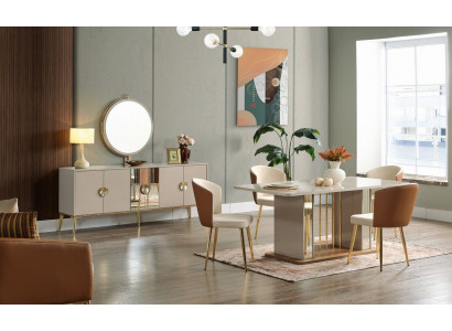 Luxe eetkamerset Eettafel + 6x stoelen + dressoir Eetgroepen Nieuw 8-delige set