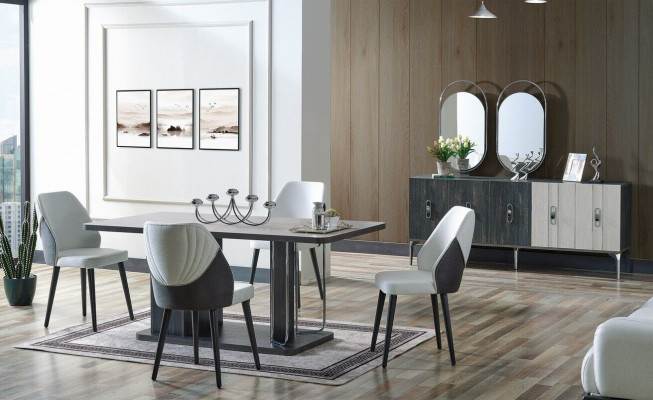 Luxe eetkamerset Eettafel 6x Stoelen Dressoir Eethoeken Eethoek 8 dlg