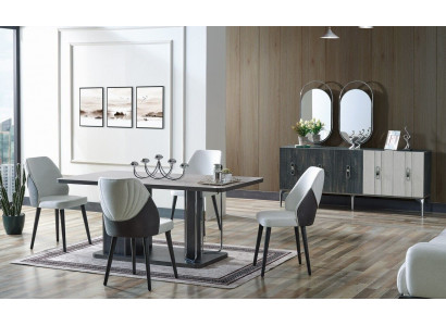 Luxe eetkamerset Eettafel 6x Stoelen Dressoir Eethoeken Eethoek 8 dlg