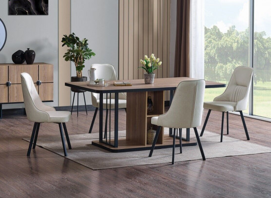 Luxe eetkamerset Eettafel 6x stoelen dressoir Eetset Set 8-delig