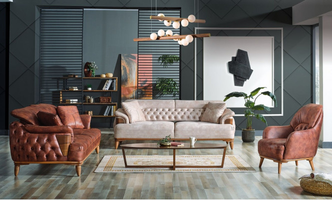 Klassieke bankstelset 3+3+1 zits Chesterfield relaxfauteuil meubels bank nieuw