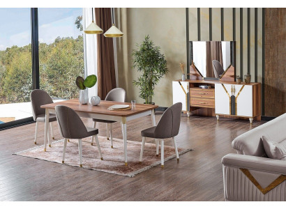Luxe eetkamerset Eettafel + 6 stoelen + dressoir Nieuwe set van 8 delen