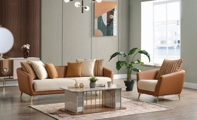 Luxe bankstel set woonkamer bankstel 3+1+salontafel modern nieuw