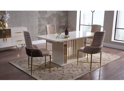 Eetkamer set Luxe 6x stoelen + eettafel eetkamergroep set fauteuils dressoir