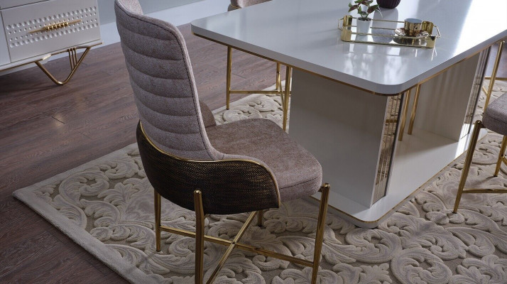 Eetkamer set Luxe 6x stoelen + eettafel eetkamergroep set fauteuils dressoir