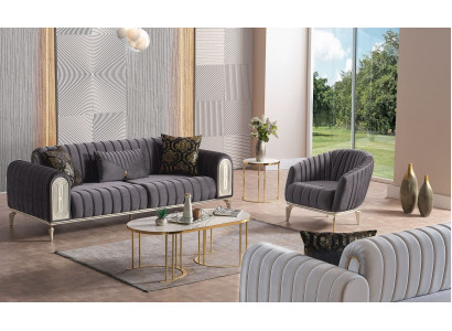 Bankstel 3+1 zits fauteuil set Moderne relaxfauteuil meubels Grijs