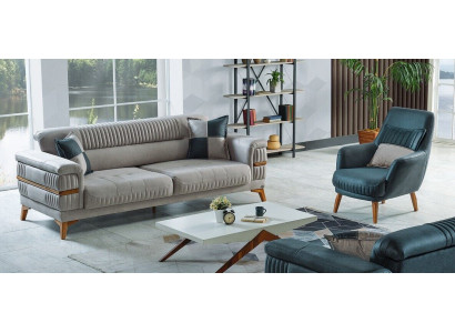 Bankstel 3+1 zits textiel houten bank 3 zits modern fauteuil compleet set nieuw