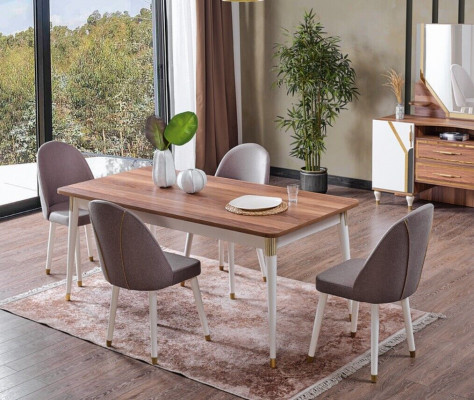 Eetkamerset 6x stoelen + eettafelset Eetkamerset Designer Houten Stoel Set Nieuw