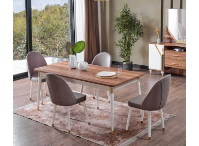 Eetkamerset 6x stoelen + eettafelset Eetkamerset Designer Houten Stoel Set Nieuw