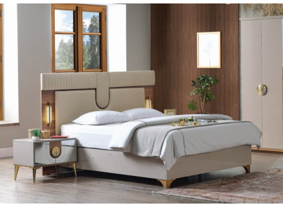 Luxe slaapkamerset bed + 2 nachtkastjes hout Compleet Nieuw Modern