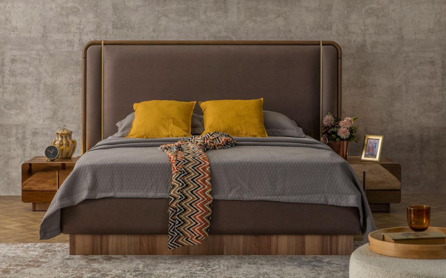 Luxe slaapkamer set Bed + 2x Nachtkastjes + Kast Hout Compleet Modern Nieuw