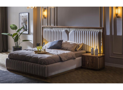 Luxe slaapkamer set bed + 2x nachtkastjes hout Compleet modern