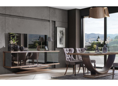 Eetkamerset 6x stoelen Eettafel Dressoir Spiegelset Eetkamer Designer Nieuw
