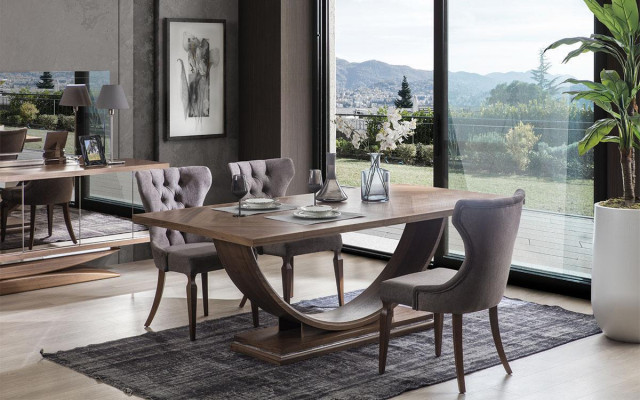 Eetkamerset 6x stoelen Eettafel Dressoir Spiegelset Eetkamer Designer Nieuw