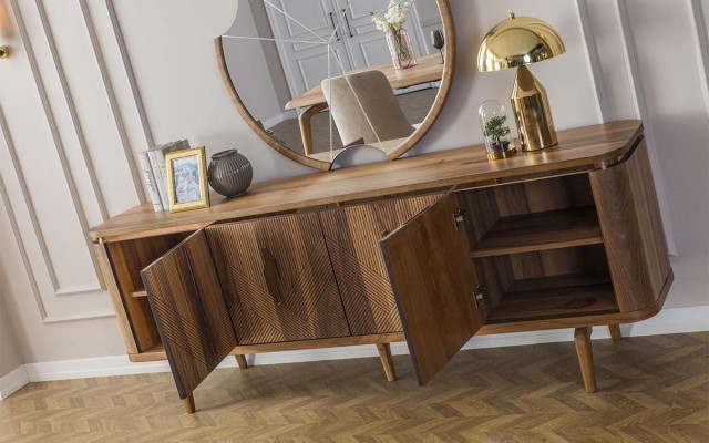 Dressoir Spiegel Woonkamer Designer Luxe Ladenkast Modern Bruin Nieuw