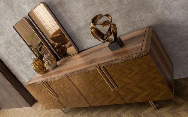 Dressoir met 2x spiegel, luxe set, houten dressoir, modern.