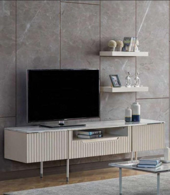 Rtv met 2x planken Laag tv-meubel Sidetable Tafel Woonkamer Modern Houten Ontwerp