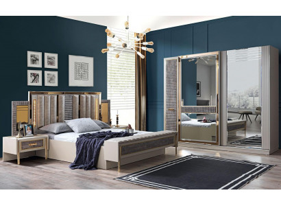 Luxe bed nachtkastje kledingkast 4-delige slaapkamer set modern nieuw.