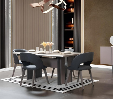 Modern 7-delig eetkamerset Klassieke tafel 6x stoel Groepen