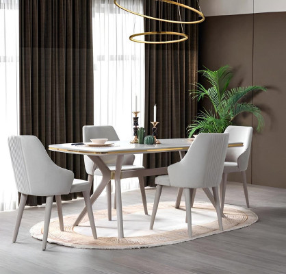 Complete eetkamerset 7-delig. Eetkamerset Modern Tafel 6x Stoelen