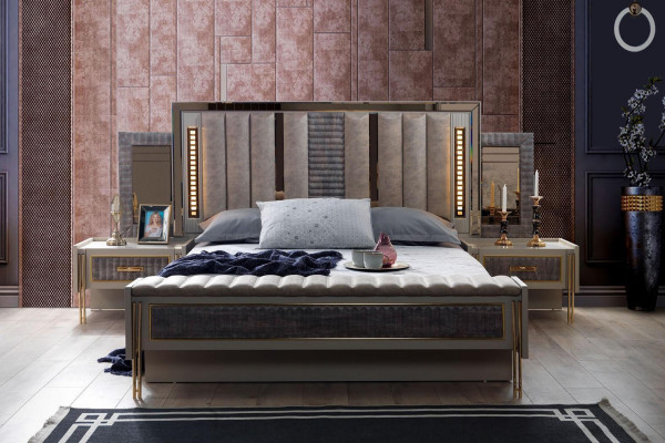 Slaapkamerset Bed 2x Nachtkastjes Houten Meubels 3-delig Modern Design Sets Nieuw