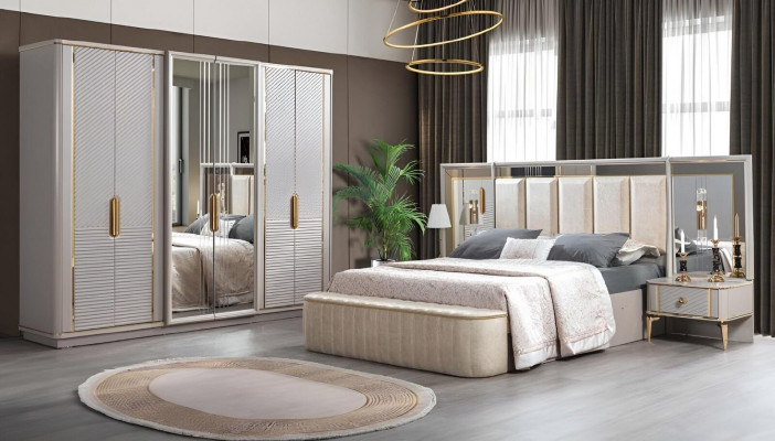 Slaapkamer set Luxe Compleet bed 2x nachtkastje kledingkast 4-delige meubels