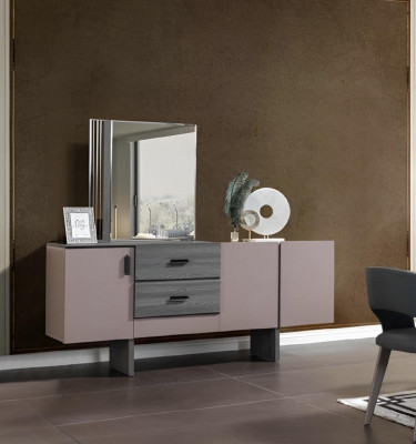 Dressoir met spiegel hout luxe stijl modern meubels eetkamer dressoir 2-delig.