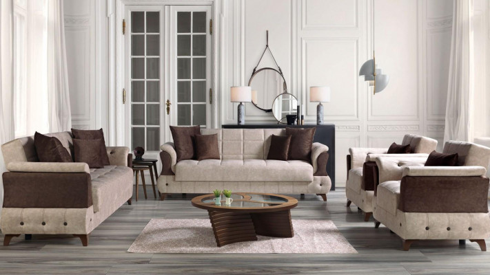 Moderne banksstel fauteuil textiel sofa luxe compleet luxe 3+2+1+1 zitter.