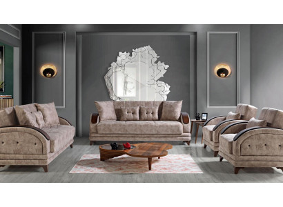 Bankstel 3+2+1+1 Hout Woonkamer Luxe Bank Modern Stof Compleet Modern Nieuw