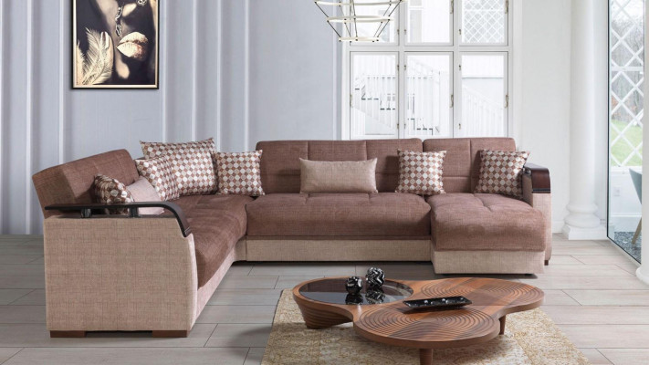 Hoekbank woonlandschap Bruin L-vorm Bank Woonkamer Hoekbanken Luxe Hoekbankstel