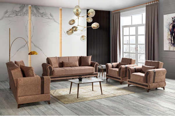 Sofaset 3+2+1+1 zits woonkamerset textiel bank fauteuil slaapbank