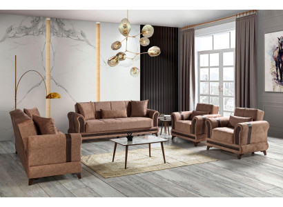 Sofaset 3+2+1+1 zits woonkamerset textiel bank fauteuil slaapbank