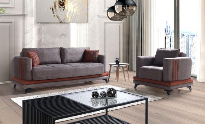 Sofaset 3+1 zits stoffen houten bank 3-zits modern fauteuil complete set nieuw EU.