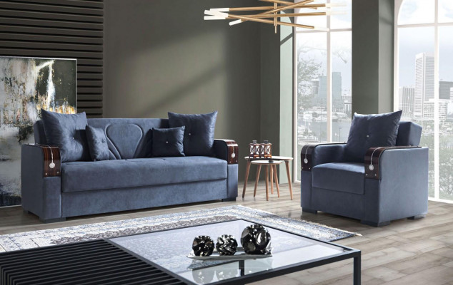 Sofagroep 3+1 zits stoffen houten bankstel 3-zits modern fauteuil compleet set 1