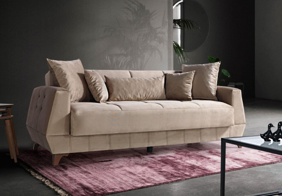 Ontwerpbank Driezits Beige Bank Meubels Textiel Stof 3-Zits Bankstellen Sofa's