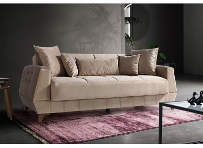 Ontwerpbank Driezits Beige Bank Meubels Textiel Stof 3-Zits Bankstellen Sofa's