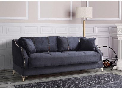 Luxe 3-zitsbank Woonkamermeubilair Elegant Zwarte Stoffen Bank 208cm