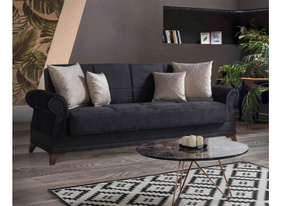 Luxe bankstel 3 zits stoffen bankstel zwart design meubels 3-zits nieuw ontspanningsset
