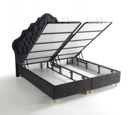 Bed design bedden luxe zwart gestoffeerd slaapkamer meubels Chesterfield