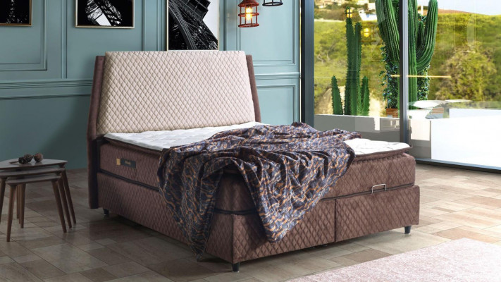 Bed ontwerp Bedden Luxe Bedden Bekleed Slaapkamermeubels Boxspring Bruin