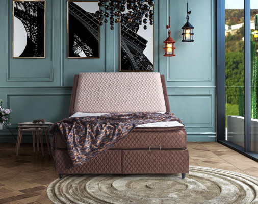 Bed ontwerp Bedden Luxe Bedden Bekleed Slaapkamermeubels Boxspring Bruin