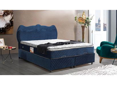 Bed Design Bed Luxury Blue Upholstered Bedroom Furniture Luxury Modern Boxspring