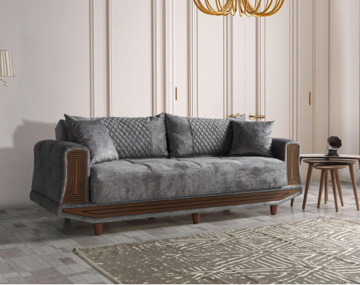 Sofaset 3+2+1+1 zitplaatsen Textiel Hout Bankstel 3 zitter Modern Fauteuil Compleet Set