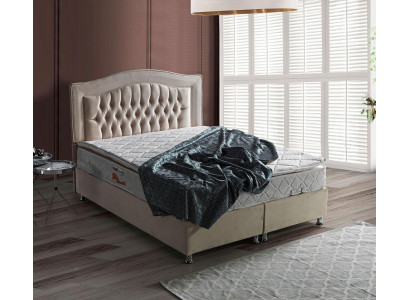 Bedden ontwerp Bedden Luxe Beige Bekleding Slaapkamer Meubels Zilver Chesterfield